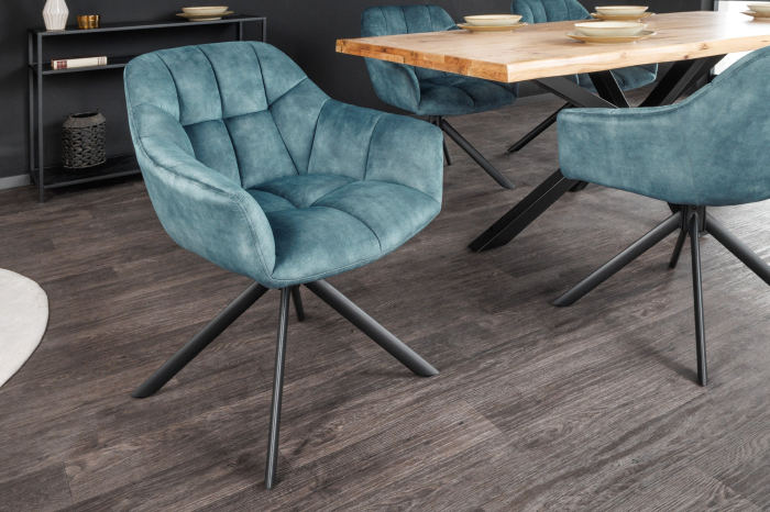 Set 2 scaune rotative PAPILLON 180° din catifea albastru inchis [3]