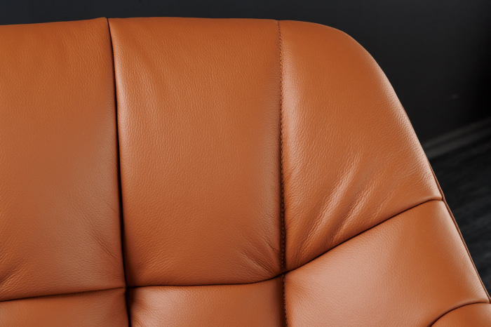 Set 2 scaune rotative PAPILLON 180° din piele cognac [5]