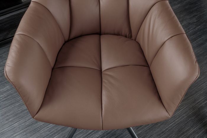 Set 2 scaune rotative PAPILLON 180° din piele maro [7]