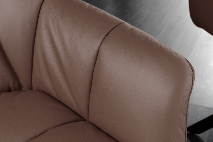 Set 2 scaune rotative PAPILLON 180° din piele maro [8]