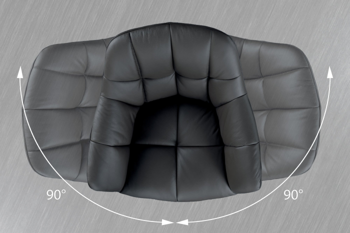 Set 2 scaune rotative PAPILLON 180° din piele neagra [9]