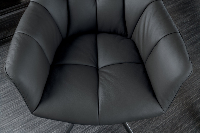 Set 2 scaune rotative PAPILLON 180° din piele neagra [6]