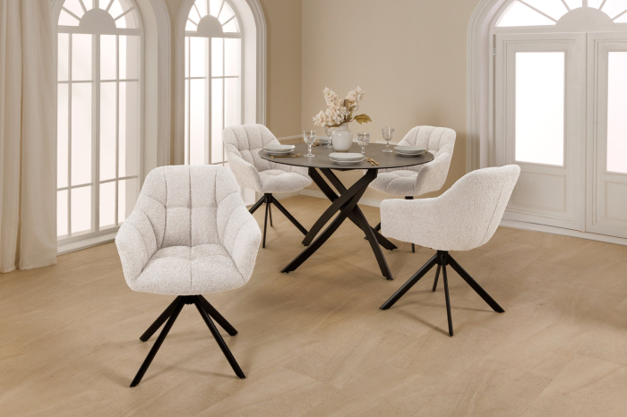 Set 2 scaune rotative PAPILLON 180° din tesatura boucle alba [5]