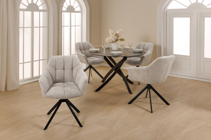 Set 2 scaune rotative PAPILLON 180° din tesatura boucle bej [9]