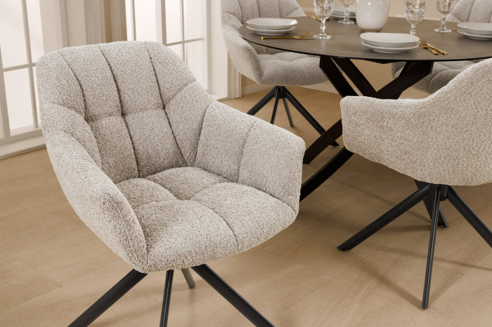 Set 2 scaune rotative PAPILLON 180° din tesatura boucle bej [4]