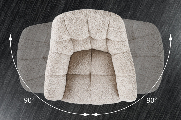 Set 2 scaune rotative PAPILLON 180° din tesatura boucle bej [11]