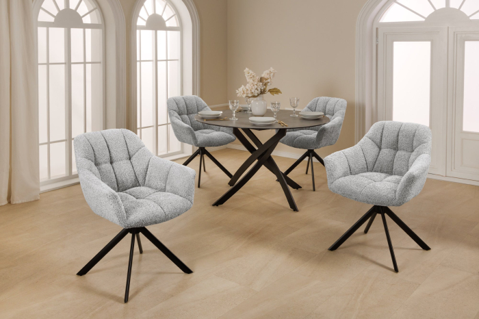 Set 2 scaune rotative PAPILLON 180° din tesatura boucle gri [2]