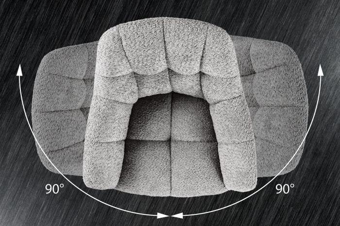 Set 2 scaune rotative PAPILLON 180° din tesatura boucle gri [10]