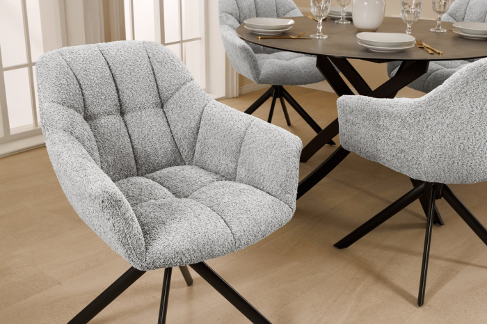 Set 2 scaune rotative PAPILLON 180° din tesatura boucle gri [4]