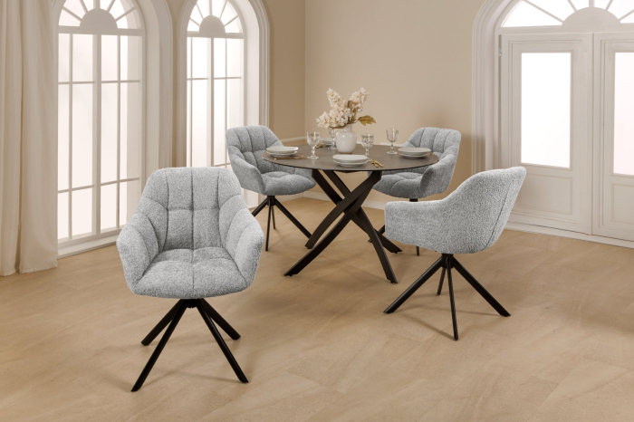 Set 2 scaune rotative PAPILLON 180° din tesatura boucle gri [7]