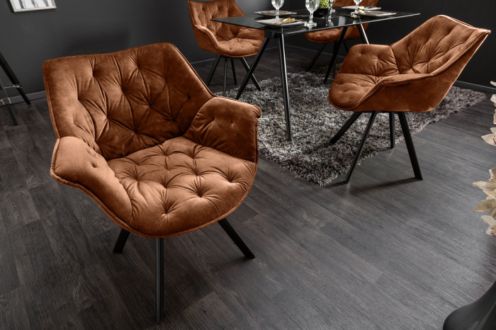 Set 2 scaune rotative THE DUTCH COMFORT din catifea maro [2]