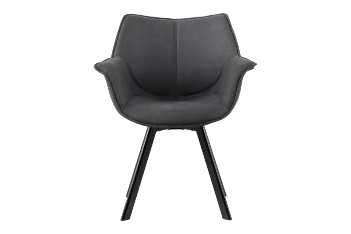 Set 2 scaune rotative THE DUTCH RETRO din microfibra gri [6]