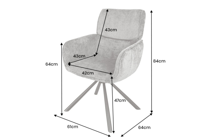 Set 2 scaune rotative UNIQUE 180° din chenille gri [10]