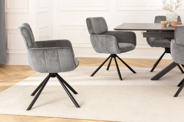 Set 2 scaune rotative UNIQUE 180° din chenille gri [5]