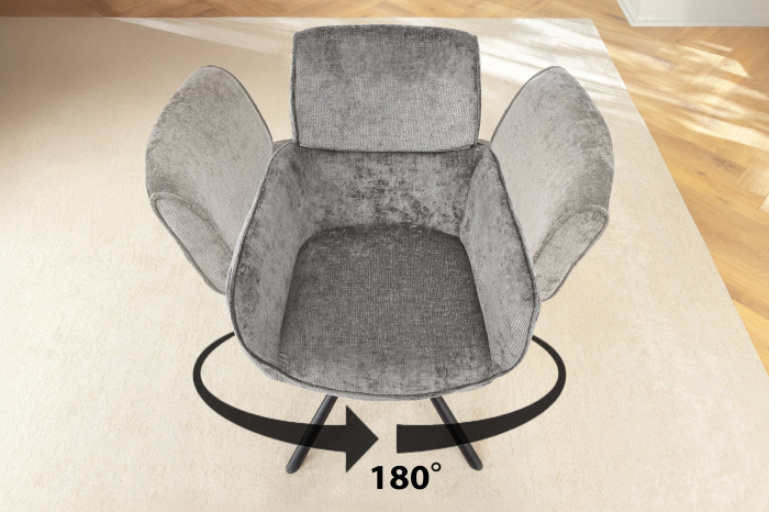 Set 2 scaune rotative UNIQUE 180° din chenille gri [7]