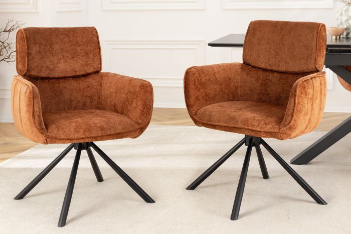 Set 2 scaune rotative UNIQUE 180° din chenille maro [4]