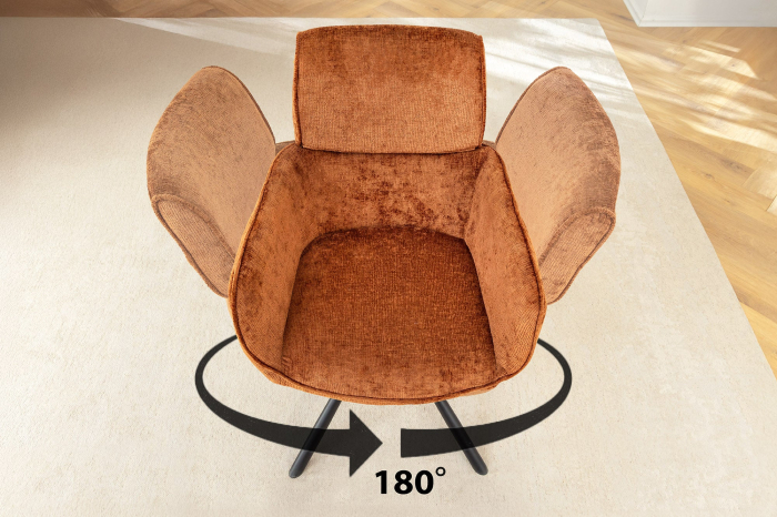 Set 2 scaune rotative UNIQUE 180° din chenille maro [7]