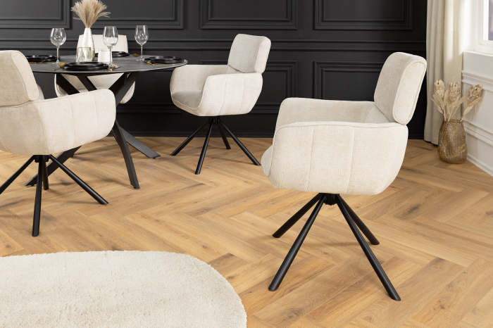 Set 2 scaune rotative UNIQUE 180° din chenille sampanie [4]