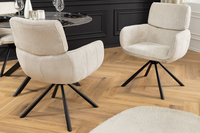 Set 2 scaune rotative UNIQUE 180° din chenille sampanie [2]