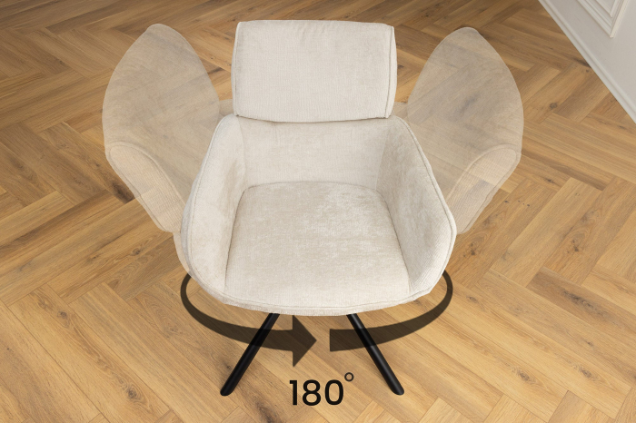 Set 2 scaune rotative UNIQUE 180° din chenille sampanie [6]