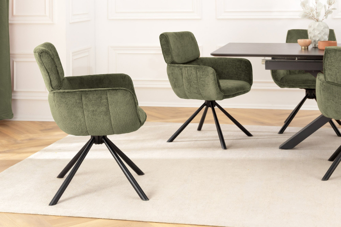 Set 2 scaune rotative UNIQUE 180° din chenille verde [5]