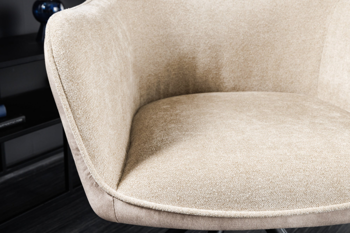 Set 2 scaune rotative VERONA din material structurat si catifea sampanie [5]