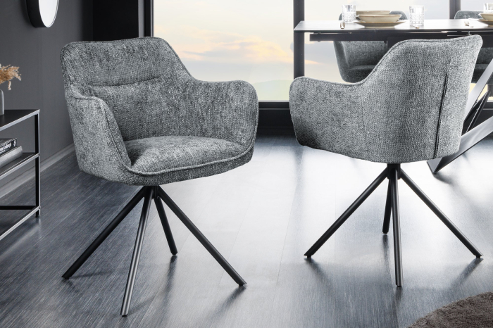 Set 2 scaune rotative VERONA din material texturat gri [3]