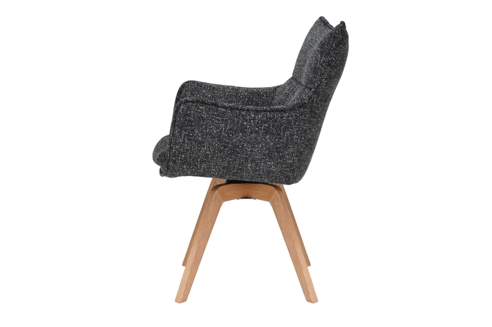 Set 2 scaune rotative VOGUE 360° din material texturat antracit si lemn de stejar [3]