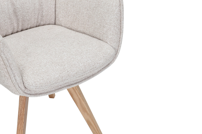 Set 2 scaune rotative VOGUE 360° din material texturat bej si lemn de stejar [10]