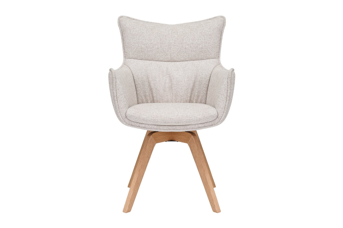 Set 2 scaune rotative VOGUE 360° din material texturat bej si lemn de stejar [4]