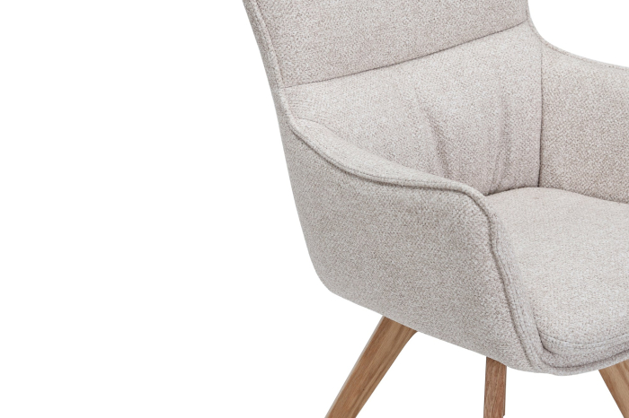 Set 2 scaune rotative VOGUE 360° din material texturat bej si lemn de stejar [9]