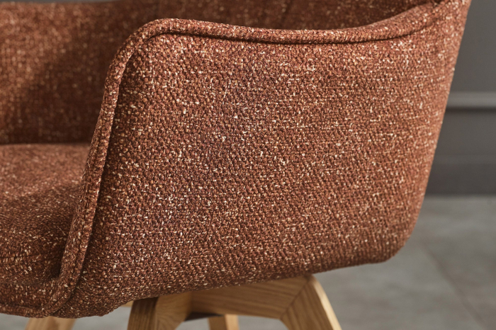 Set 2 scaune rotative VOGUE 360° din material texturat maro si lemn de stejar [7]