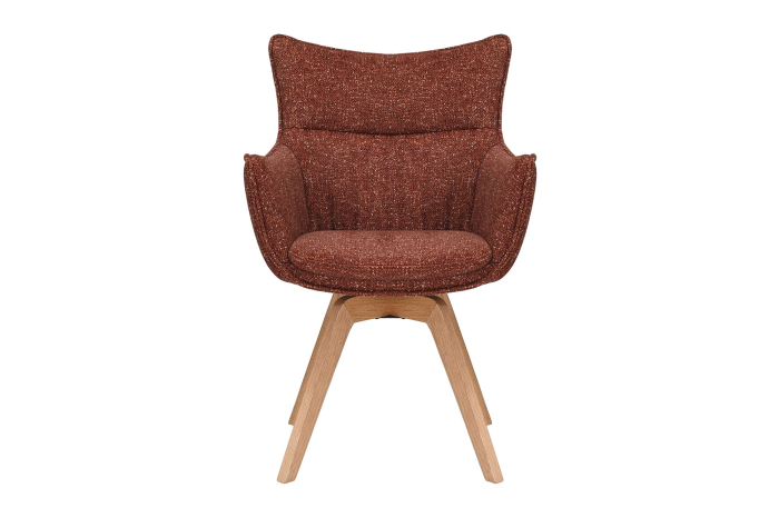 Set 2 scaune rotative VOGUE 360° din material texturat maro si lemn de stejar [4]