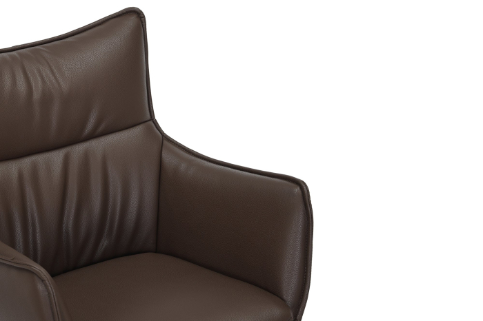 Set 2 scaune rotative VOGUE 360° din piele artificiala maro si metal [8]
