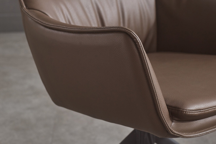 Set 2 scaune rotative VOGUE 360° din piele artificiala maro si metal [7]