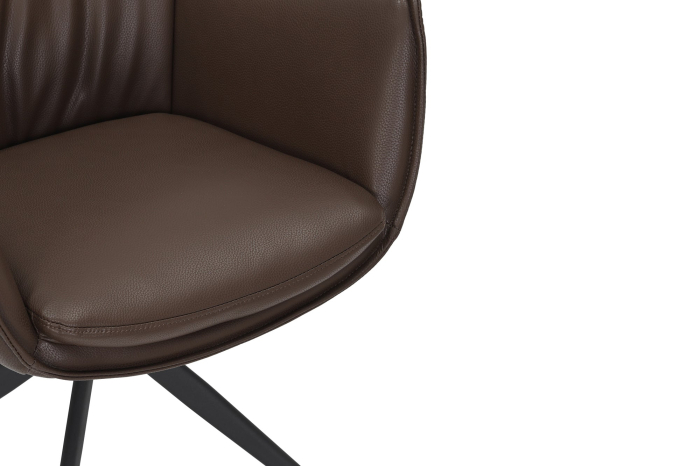 Set 2 scaune rotative VOGUE 360° din piele artificiala maro si metal [10]