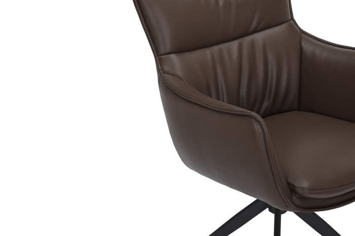 Set 2 scaune rotative VOGUE 360° din piele artificiala maro si metal [9]