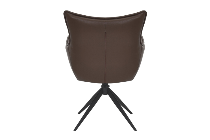 Set 2 scaune rotative VOGUE 360° din piele artificiala maro si metal [6]