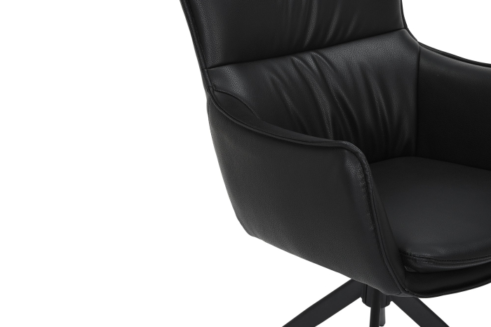 Set 2 scaune rotative VOGUE 360° din piele artificiala neagra si metal [9]
