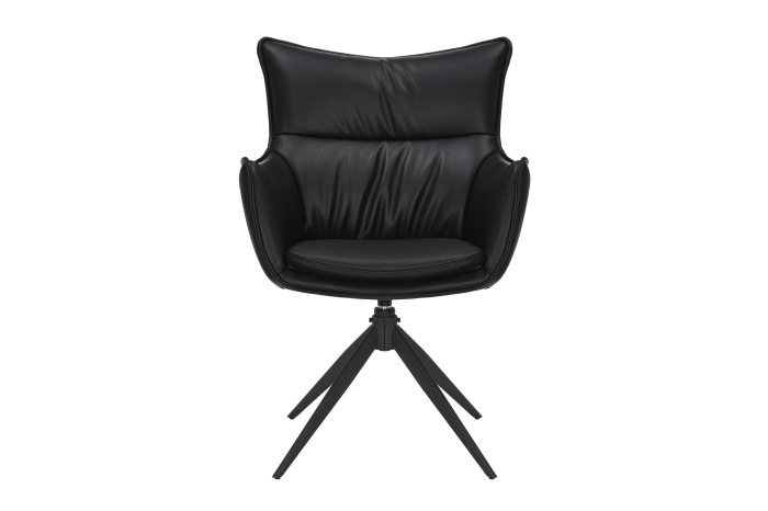 Set 2 scaune rotative VOGUE 360° din piele artificiala neagra si metal [4]