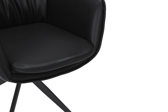Set 2 scaune rotative VOGUE 360° din piele artificiala neagra si metal [10]