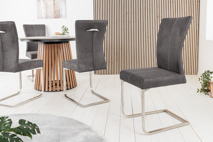 Set 2 scaune SAMSON din microfibra gri [3]