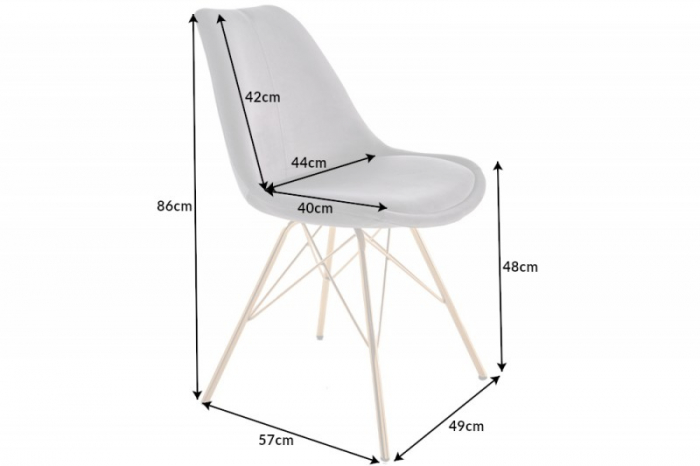 Set 2 scaune Scandinavia cu tapiterie din catifea si picioare din metal auriu [5]
