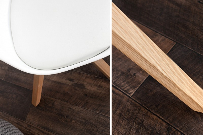 Set 2 scaune Scandinavia din plastic dur si sezut cu piele ecologica [6]