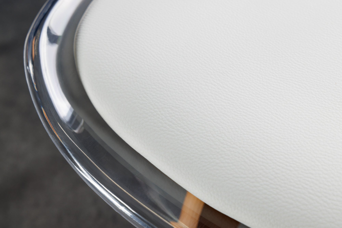 Set 2 scaune SCANDINAVIA MEISTERSTÜCK transparente cu sezut din piele alba si picioare din lemn de fag [8]