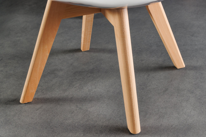 Set 2 scaune SCANDINAVIA MEISTERSTÜCK transparente cu sezut din piele alba si picioare din lemn de fag [9]