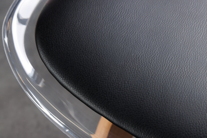 Set 2 scaune SCANDINAVIA MEISTERSTÜCK transparente cu sezut din piele neagra si picioare din lemn de fag [8]