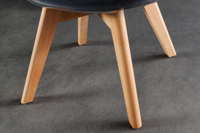 Set 2 scaune SCANDINAVIA MEISTERSTÜCK transparente cu sezut din piele neagra si picioare din lemn de fag [9]