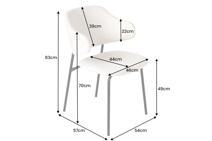 Set 2 scaune TRACY ALPINE din tesatura boucle alba [7]