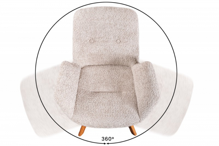 Set 2 scaune rotative Baltic cu tapiterie boucle si picioare din lemn de stejar [7]